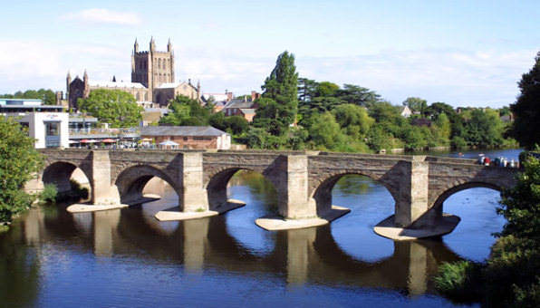 Herefords medieval bridge across the River Wye