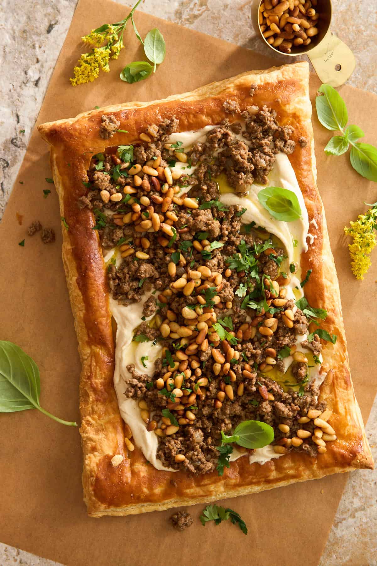 Hummus and Ground Beef Puff Pastry with Hummus